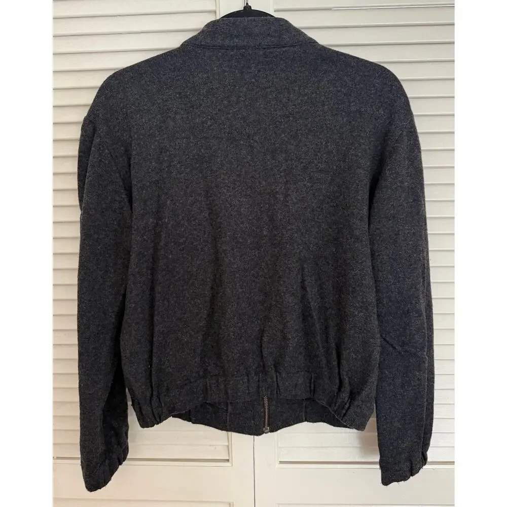 Banana Republic Gray Wool Bomber Jacket Zip Small Business Casual Layers Smart